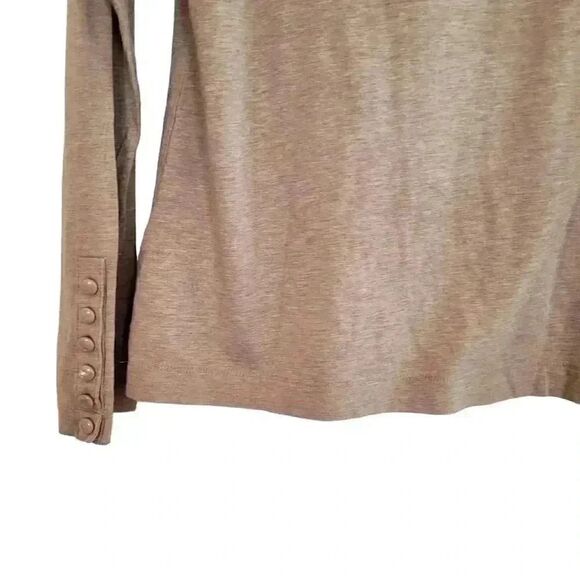 Lands' End Women's Sable Tan Cotton/Rayon Turtleneck Sweater w Cuff Buttons - Picture 9 of 9